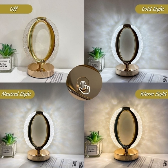 𝅺touch Control Crystal Table Lamp, 3 Color Changing Touch Contr… - Picture 3 of 12